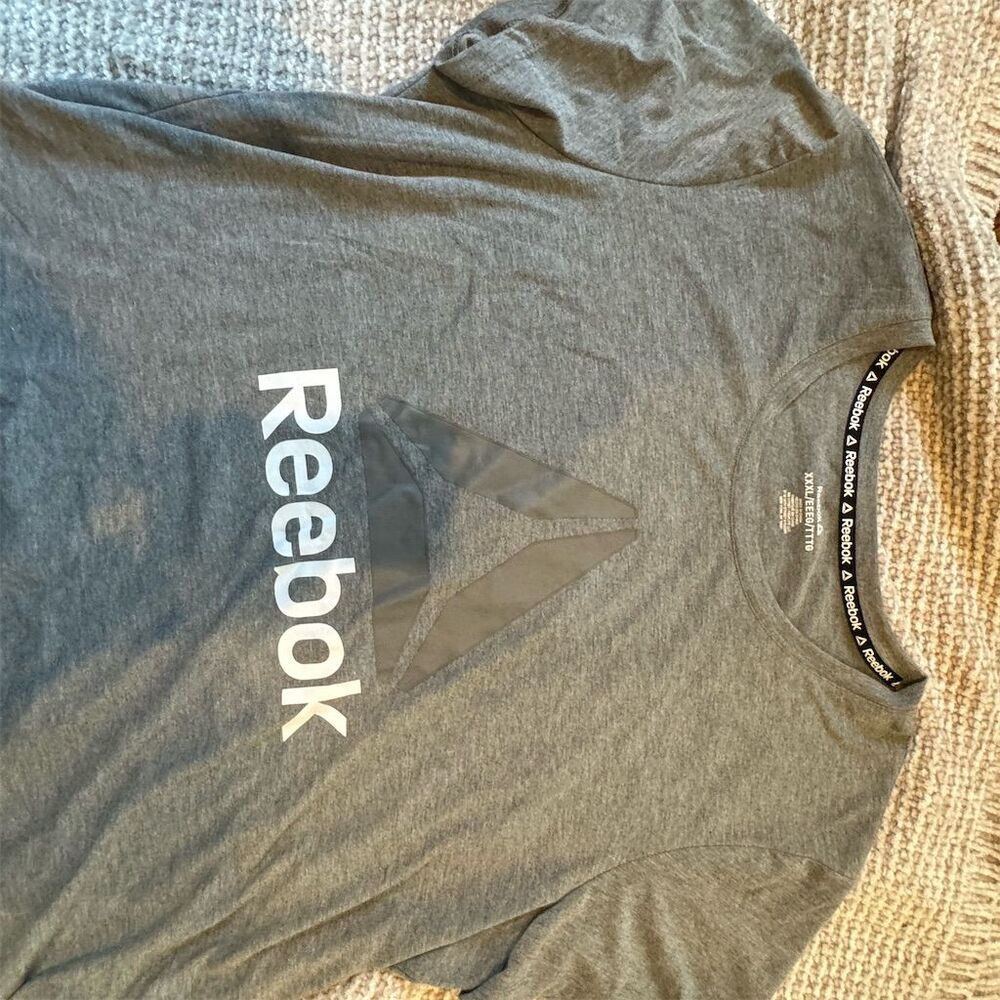 Reebok Unisex XL Heather Gray Logo Crew Neck Short Sleeve T-Shirt Cotton Blend